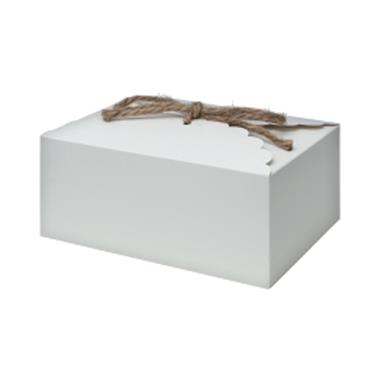 Pudełko samoskładające białe z falbanką sznur Ps200 (wym. 19x14x9 cm) (op. 50szt.)